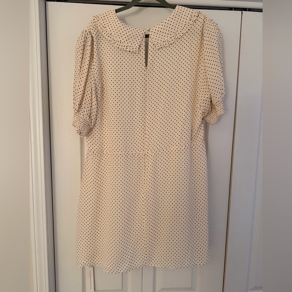 Reformation “Kaylia” Cream Polka Dot Mini Dress with Black Bow - Picture 2 of 7